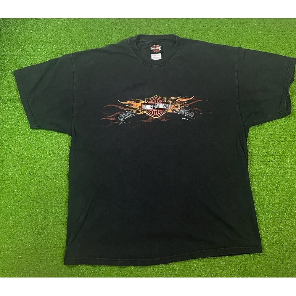 VTG Harley Davidson Shirt XL Tribal Flames Made in USA Las Vegas "living Legend"